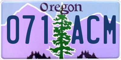 OR license plate 071ACM