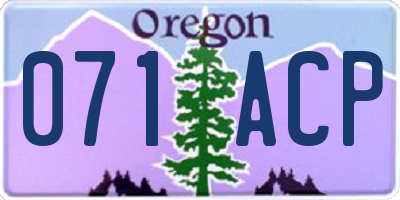 OR license plate 071ACP