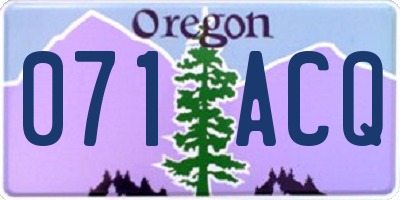 OR license plate 071ACQ