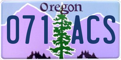 OR license plate 071ACS