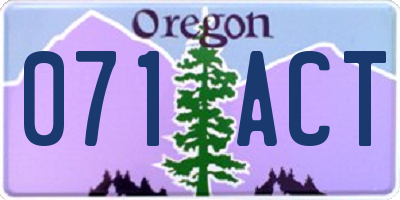 OR license plate 071ACT