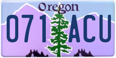 OR license plate 071ACU