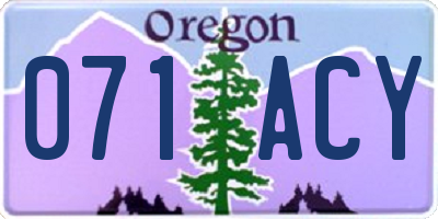 OR license plate 071ACY