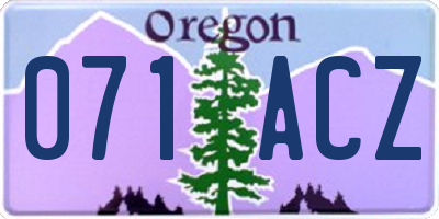OR license plate 071ACZ