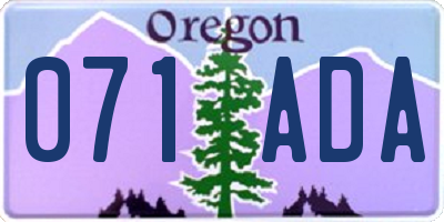 OR license plate 071ADA