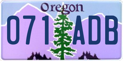 OR license plate 071ADB