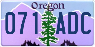 OR license plate 071ADC