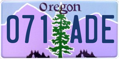 OR license plate 071ADE