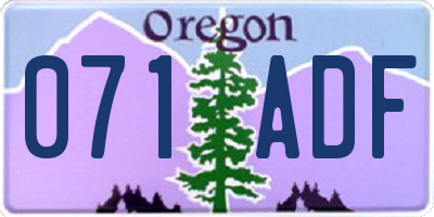 OR license plate 071ADF