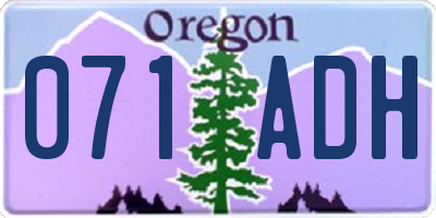 OR license plate 071ADH