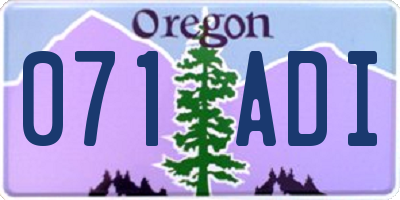 OR license plate 071ADI
