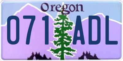 OR license plate 071ADL