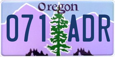 OR license plate 071ADR