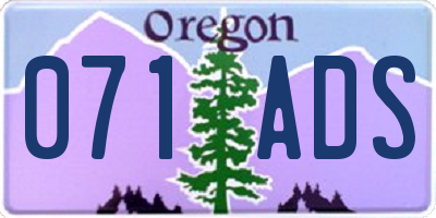 OR license plate 071ADS