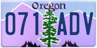OR license plate 071ADV