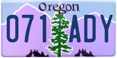 OR license plate 071ADY