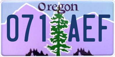 OR license plate 071AEF