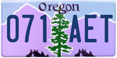 OR license plate 071AET