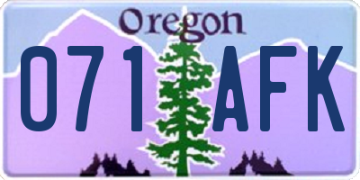 OR license plate 071AFK