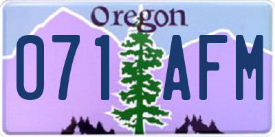 OR license plate 071AFM