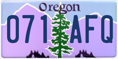 OR license plate 071AFQ