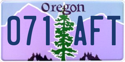 OR license plate 071AFT