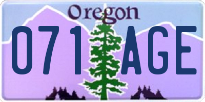 OR license plate 071AGE