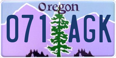 OR license plate 071AGK