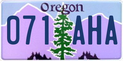 OR license plate 071AHA