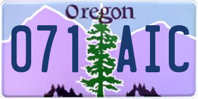 OR license plate 071AIC