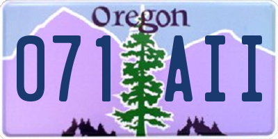 OR license plate 071AII