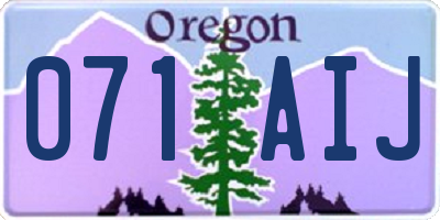 OR license plate 071AIJ