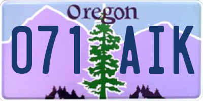 OR license plate 071AIK