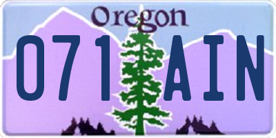 OR license plate 071AIN