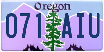 OR license plate 071AIU