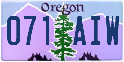 OR license plate 071AIW