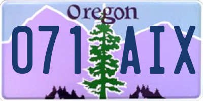 OR license plate 071AIX
