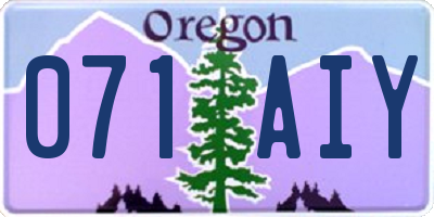 OR license plate 071AIY
