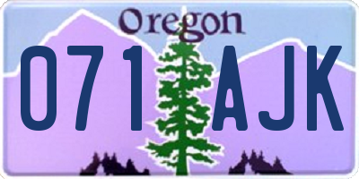 OR license plate 071AJK