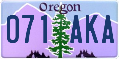 OR license plate 071AKA