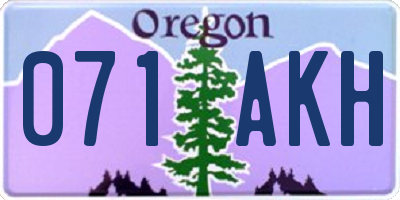 OR license plate 071AKH