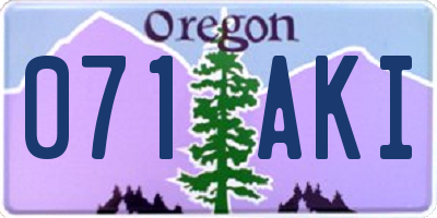 OR license plate 071AKI