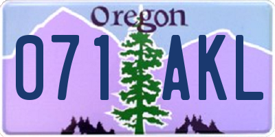 OR license plate 071AKL