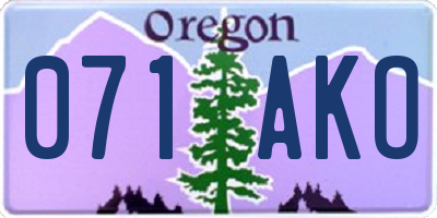 OR license plate 071AKO