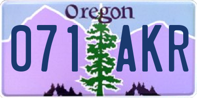 OR license plate 071AKR