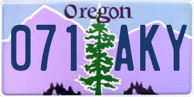 OR license plate 071AKY