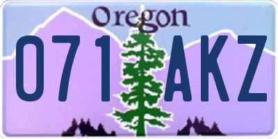 OR license plate 071AKZ