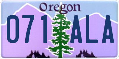 OR license plate 071ALA