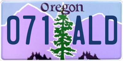 OR license plate 071ALD