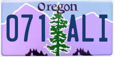 OR license plate 071ALI